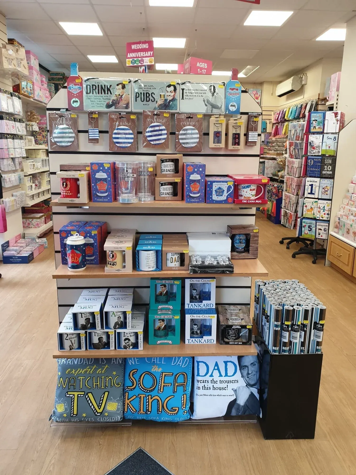 A display of cards and gifts for Father’s Day